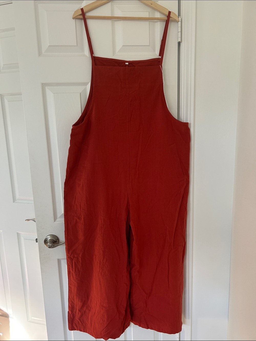 Sleeveless Rust Red Wide-Leg Jumpsuit